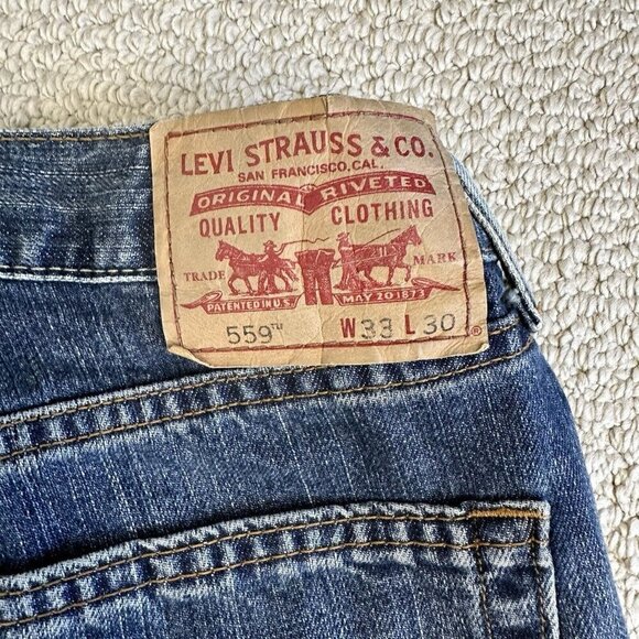 Levis 559 Jeans Blue Relaxed Straight 33x30 Baggy Cotton Medium Wash - Picture 5 of 11